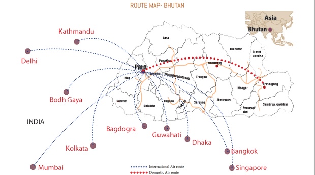 Flights in & out of Bhutan, How to get to Bhutan
